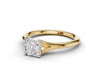 Iris Asscher Cut Diamond Split shank Solitaire Ring
