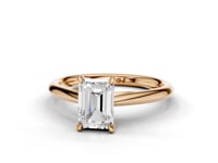 Camellia Emerald Cut Diamond Solitaire Ring With Hidden Stone