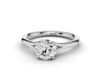 Iris Round Cut Diamond Split Shank Solitaire Ring