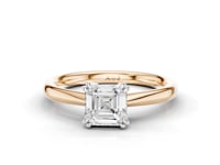 Caspia Asscher Cut Double Claw Diamond Solitaire Ring