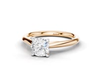 Camellia Cushion Cut Diamond Solitaire Ring With Hidden Stone
