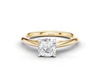 Camellia Cushion Cut Diamond Solitaire Ring With Hidden Stone