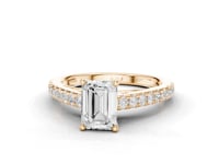 Calla Emerald Cut Decorative Diamond Solitaire Ring With Hidden Stone