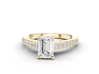 Calla Emerald Cut Decorative Diamond Solitaire Ring With Hidden Stone