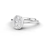 Sage Oval Cut Diamond Rubover Solitaire Ring