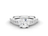 Anemone Round Cut Diamond Accent Ring