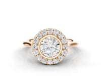 Caladium Round Cut Floral Diamond Halo Ring