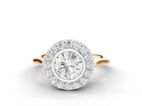Caladium Round Cut Floral Diamond Halo Ring