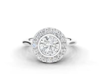 Caladium Round Cut Floral Diamond Halo Ring