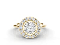 Caladium Round Cut Floral Diamond Halo Ring