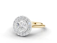 Caladium Round Cut Floral Diamond Halo Ring
