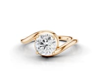 Elderflower Round Cut Diamond Rubover Solitaire Ring