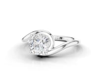 Elderflower Round Cut Diamond Rubover Solitaire Ring