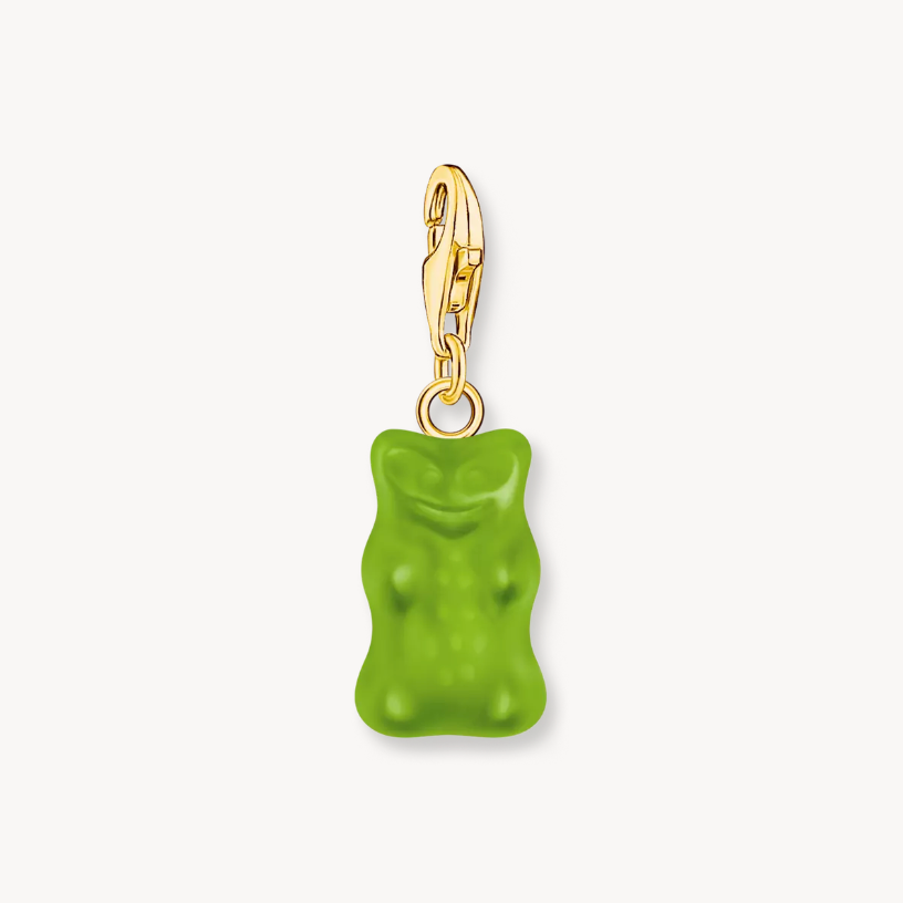 Thomas Sabo Gold Plated Sterling Silver Green Haribo GoldBear Charm