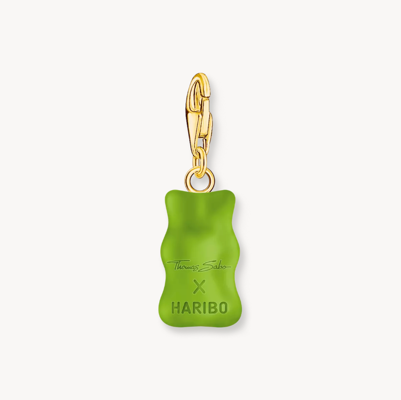 Thomas Sabo Gold Plated Sterling Silver Green Haribo GoldBear Charm