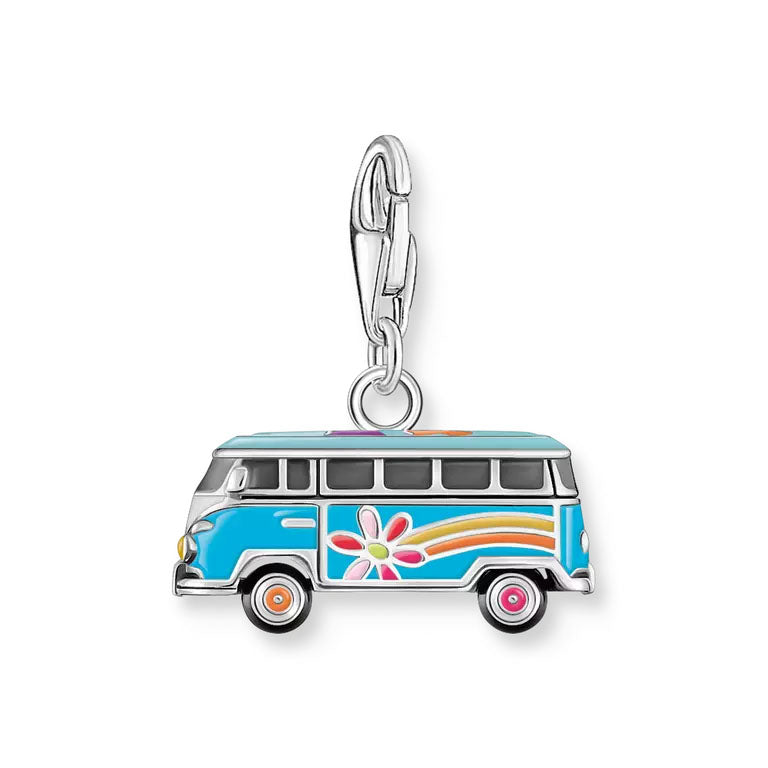 Thomas Sabo Sterling Silver Volkswagen Blue Hippie Bus Charm Pendant