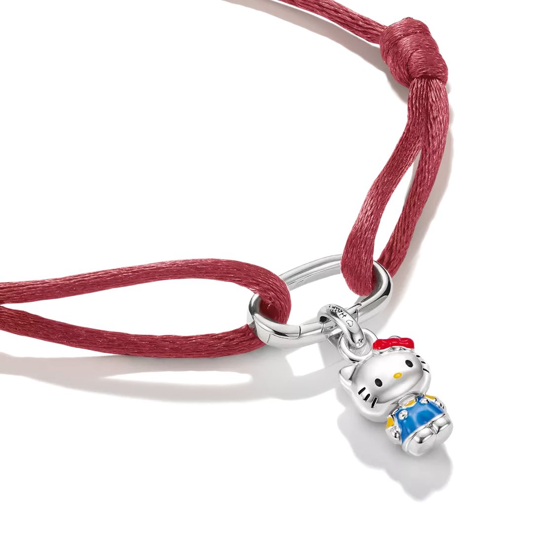 Thomas Sabo Hello Kitty Red Textile Bracelet with Blue Charm