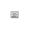 Nomination Home with CZ Heart Sterling Silver and Stainless Steel Composable Charm