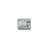 Nomination White/Blue CZ Trilogy  Sterling Silver and Stainless Steel Composable Charm