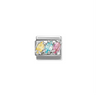 Nomination Blue/Yellow/Pink CZ Trilogy  Sterling Silver and Stainless Steel Composable Charm