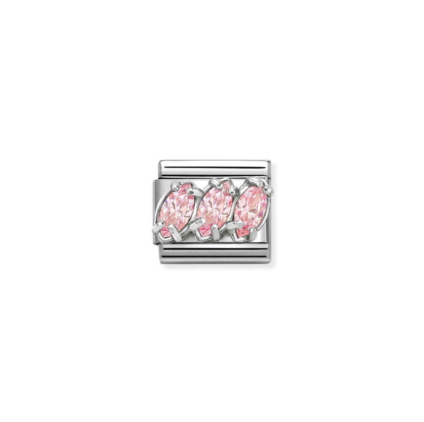 Nomination Pink CZ Trilogy  Sterling Silver and Stainless Steel Composable Charm