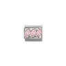 Nomination Pink CZ Trilogy  Sterling Silver and Stainless Steel Composable Charm
