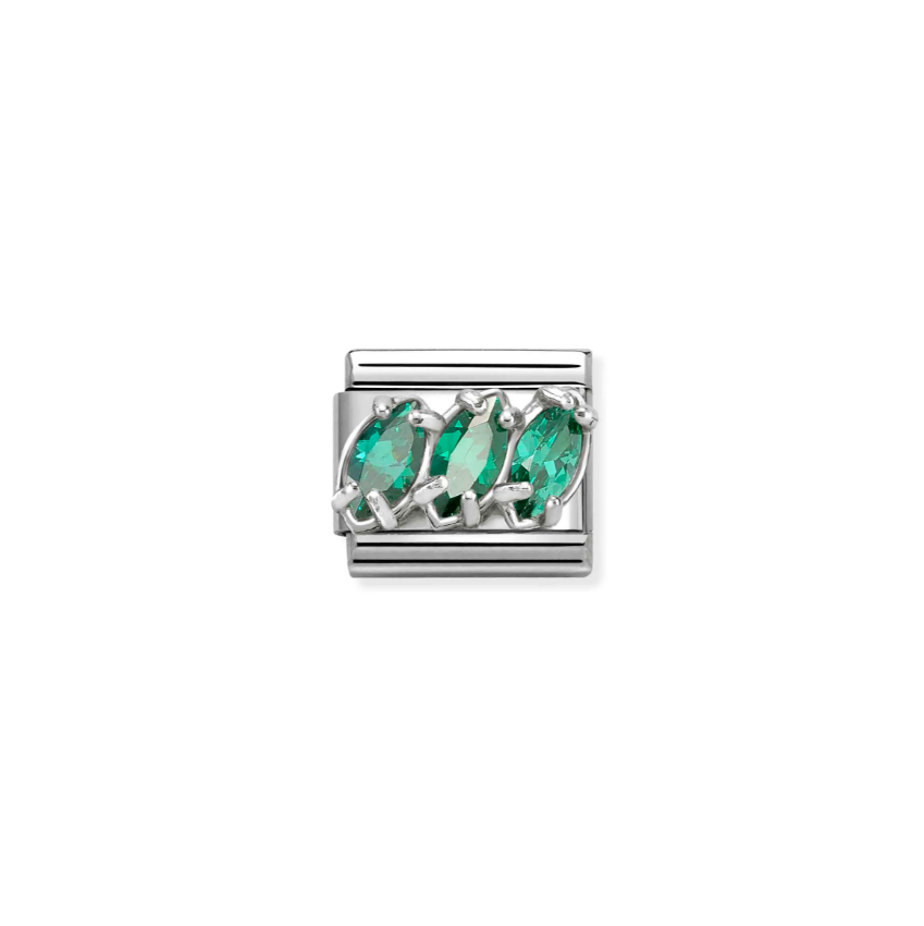 Nomination Green CZ Trilogy  Sterling Silver and Stainless Steel Composable Charm