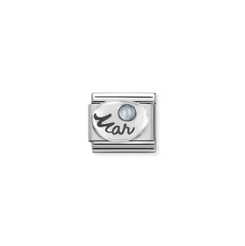 Nomination March Aquamarine Sterling Silver and Stainless Steel Composable Charm
