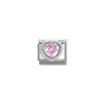 Nomination Pink CZ Heart Sterling Silver and Stainless Steel Composable Charm