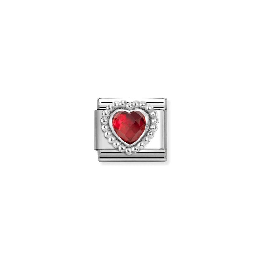 Nomination Red CZ Heart Sterling Silver and Stainless Steel Composable Charm