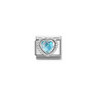 Nomination Light Blue CZ Heart Sterling Silver and Stainless Steel Composable Charm