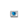 Nomination Blue CZ Heart Sterling Silver and Stainless Steel Composable Charm