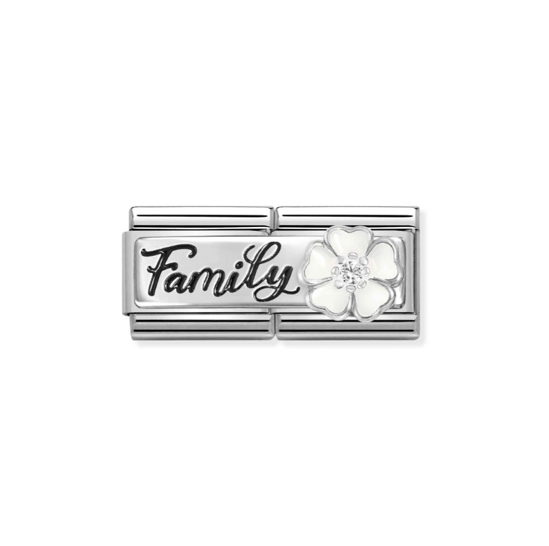 Nomination 'Family' with Flower Double Sterling Silver and Stainless Steel Composable Charm