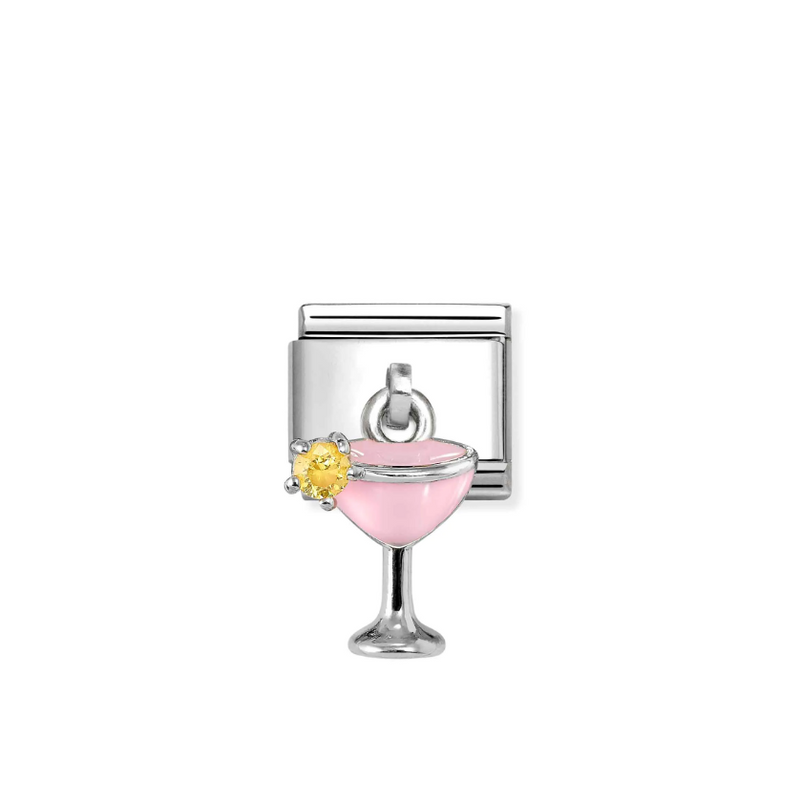 Nomination Pink Cocktail with CZ Sterling Silver and Stainless Steel Composable Charm