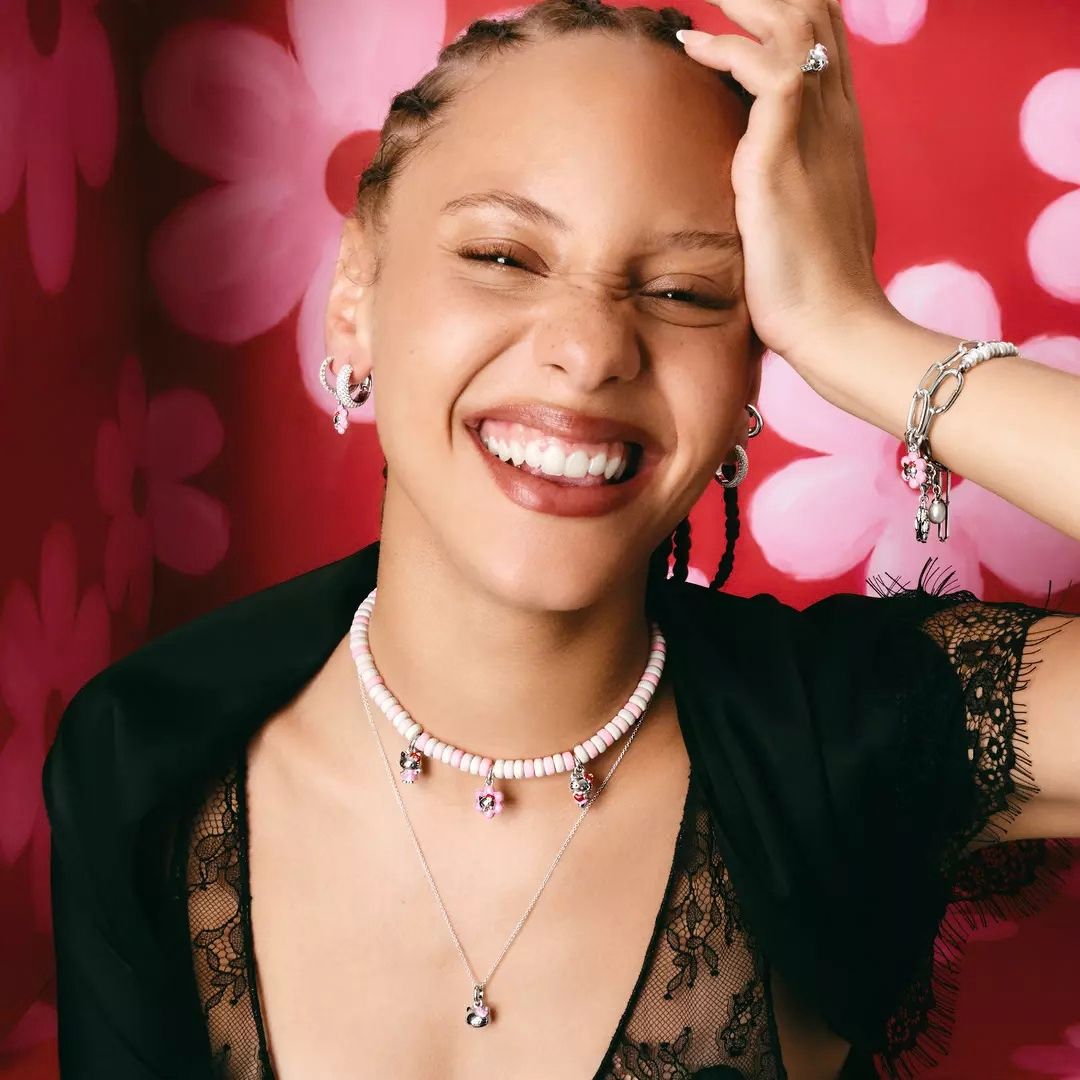 Thomas Sabo Hello Kitty Head Necklace in Pink