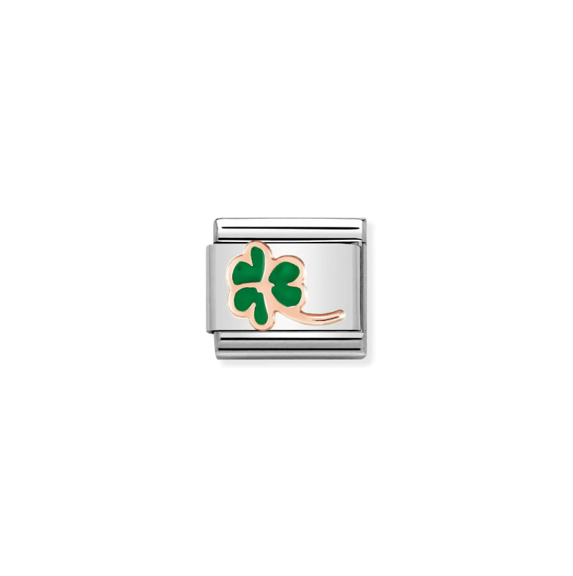Nomination Green Clover 9ct Gold and Stainless Steel Composable Charm