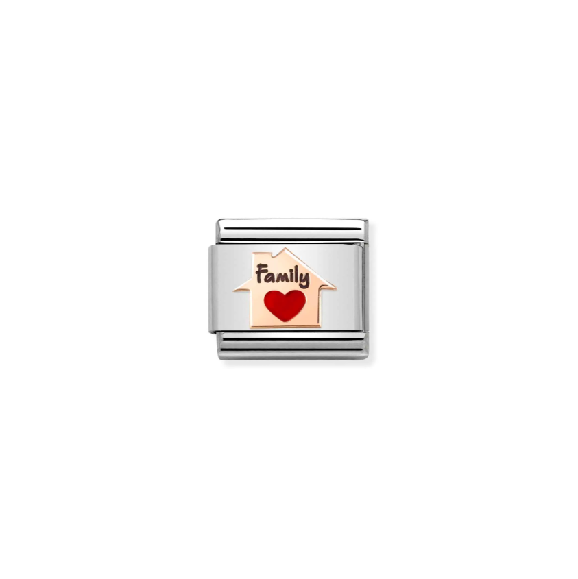 Nomination Home with Red Heart 9ct Gold and Stainless Steel Composable Charm