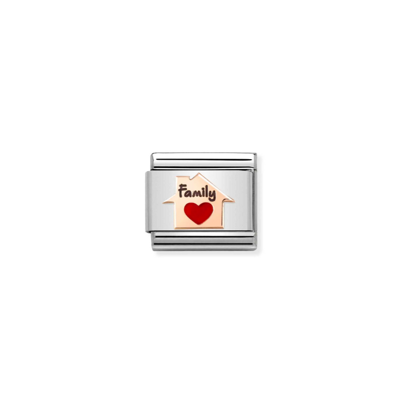 Nomination Home with Red Heart 9ct Gold and Stainless Steel Composable Charm