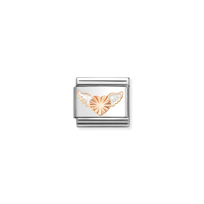 Nomination Heart with White Wings 9ct Gold and Stainless Steel Composable Charm