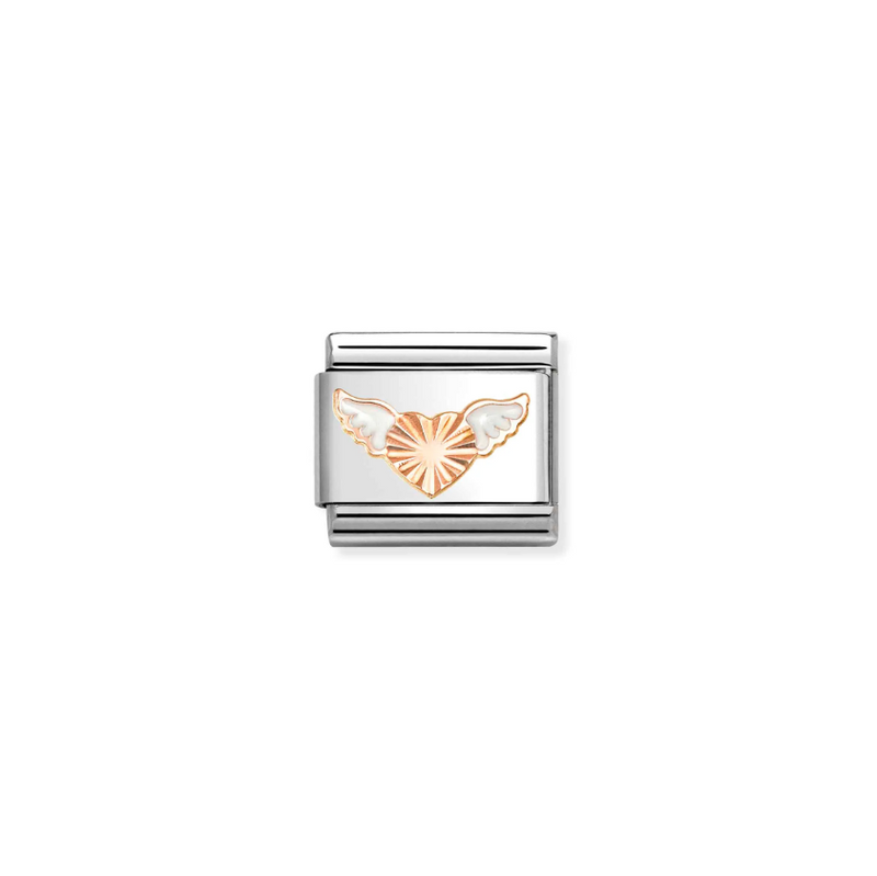 Nomination Heart with White Wings 9ct Gold and Stainless Steel Composable Charm