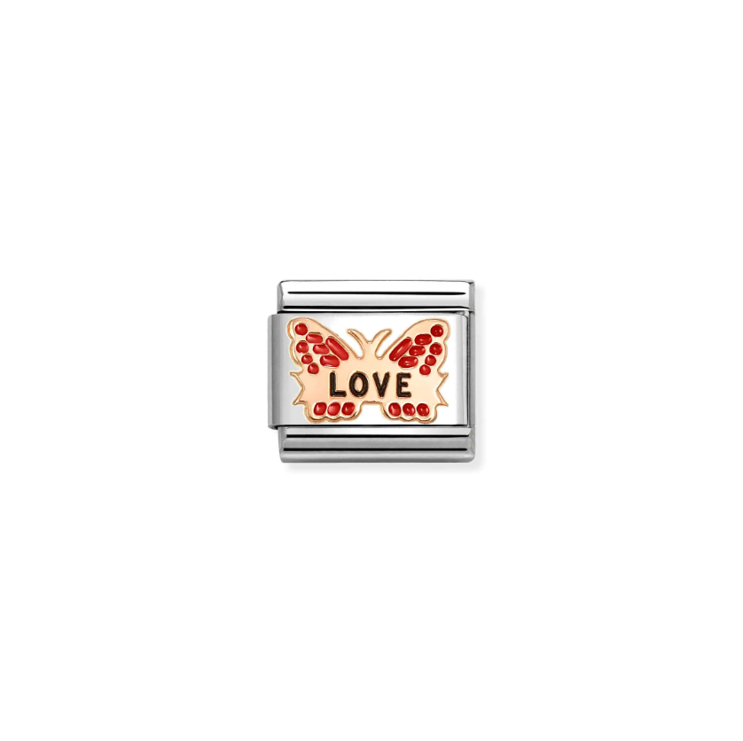 Nomination Red Butterfly Love 9ct Gold and Stainless Steel Composable Charm