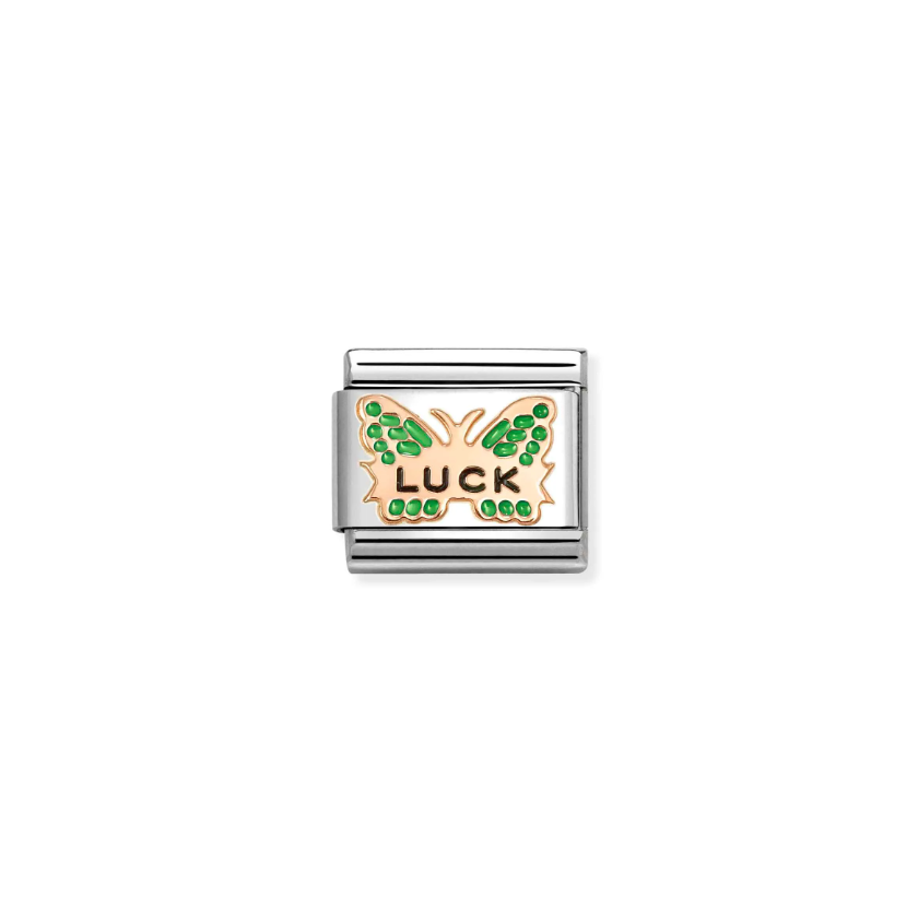 Nomination Green Butterfly Luck 9ct Gold and Stainless Steel Composable Charm