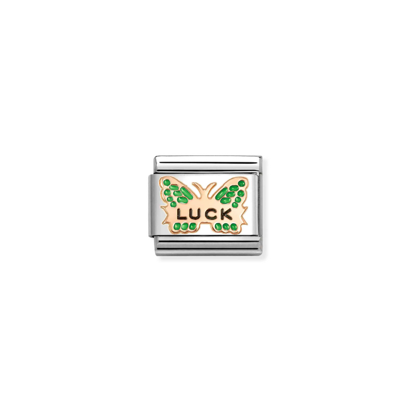 Nomination Green Butterfly Luck 9ct Gold and Stainless Steel Composable Charm