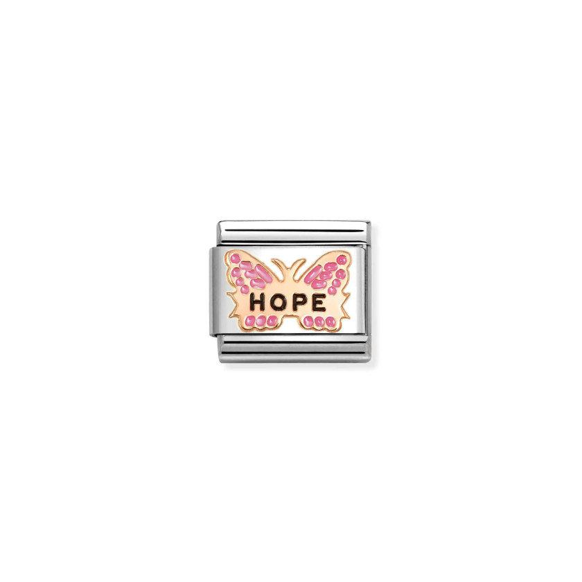 Nomination Fuchsia Butterfly Hope 9ct Gold and Stainless Steel Composable Charm