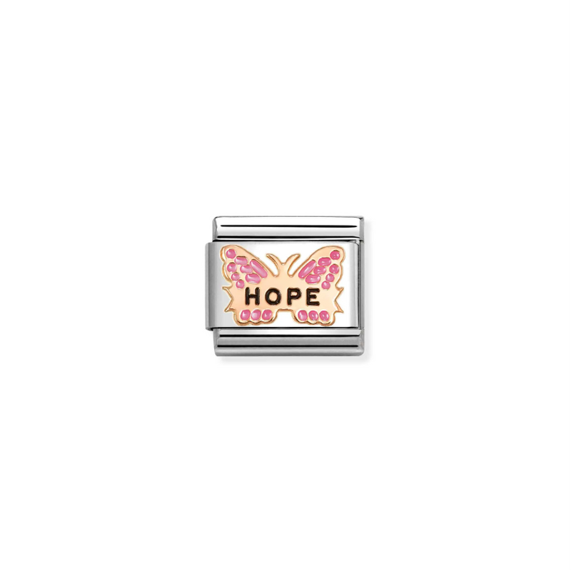Nomination Fuchsia Butterfly Hope 9ct Gold and Stainless Steel Composable Charm
