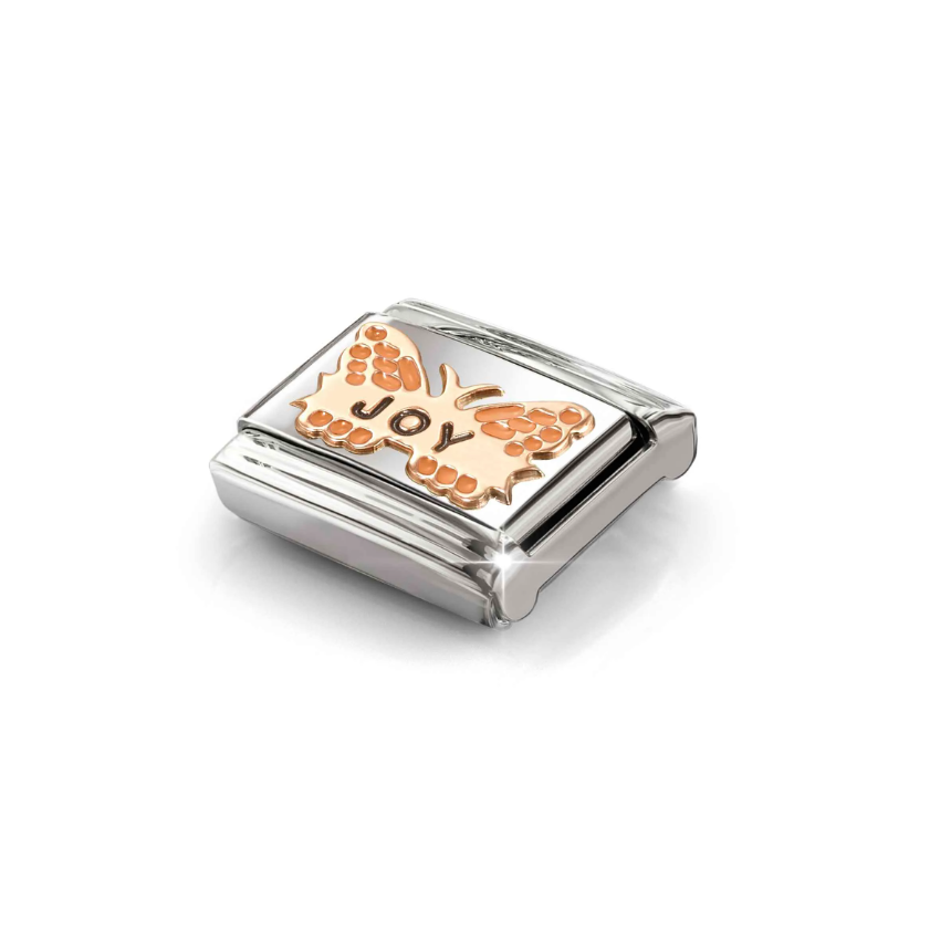 Nomination Orange Butterfly Joy 9ct Gold and Stainless Steel Composable Charm