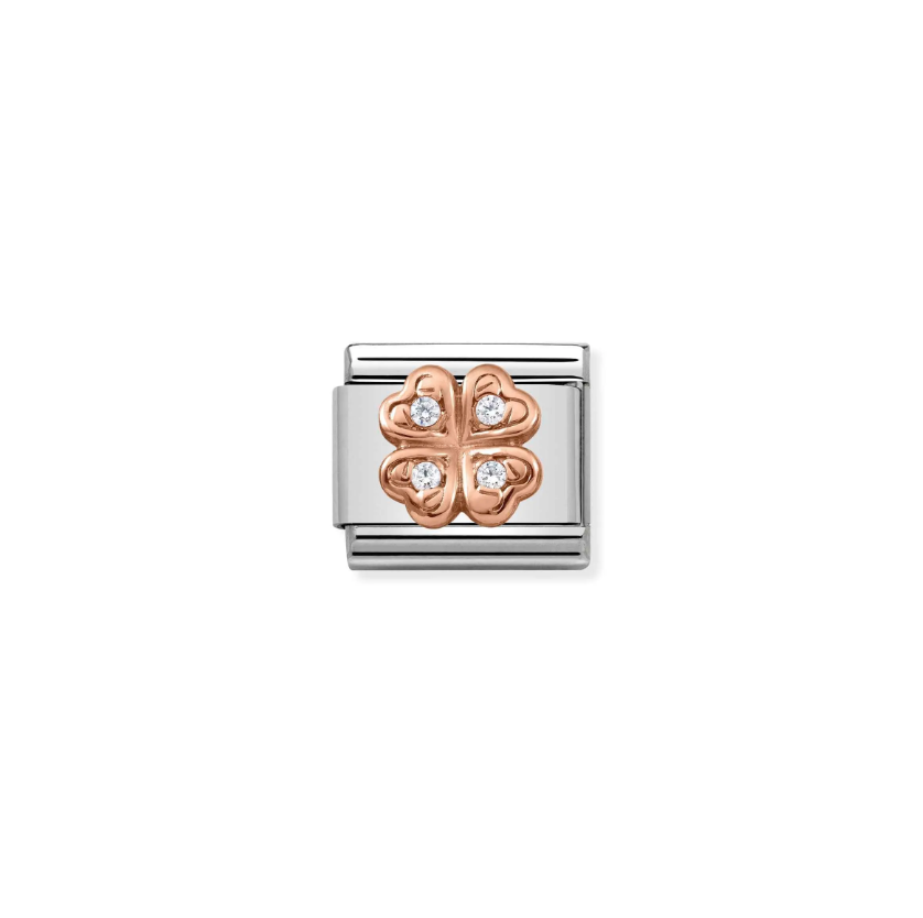 Nomination Four Leaf Clover with CZ 9ct Gold and Stainless Steel Composable Charm