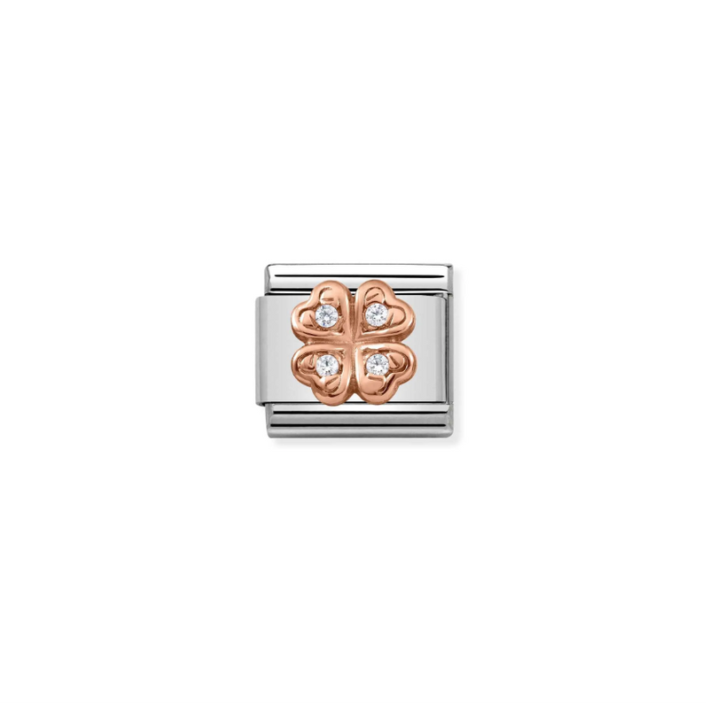 Nomination Four Leaf Clover with CZ 9ct Gold and Stainless Steel Composable Charm