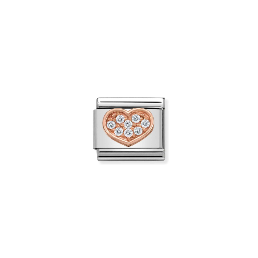 Nomination Heart with CZ 9ct Gold and Stainless Steel Composable Charm