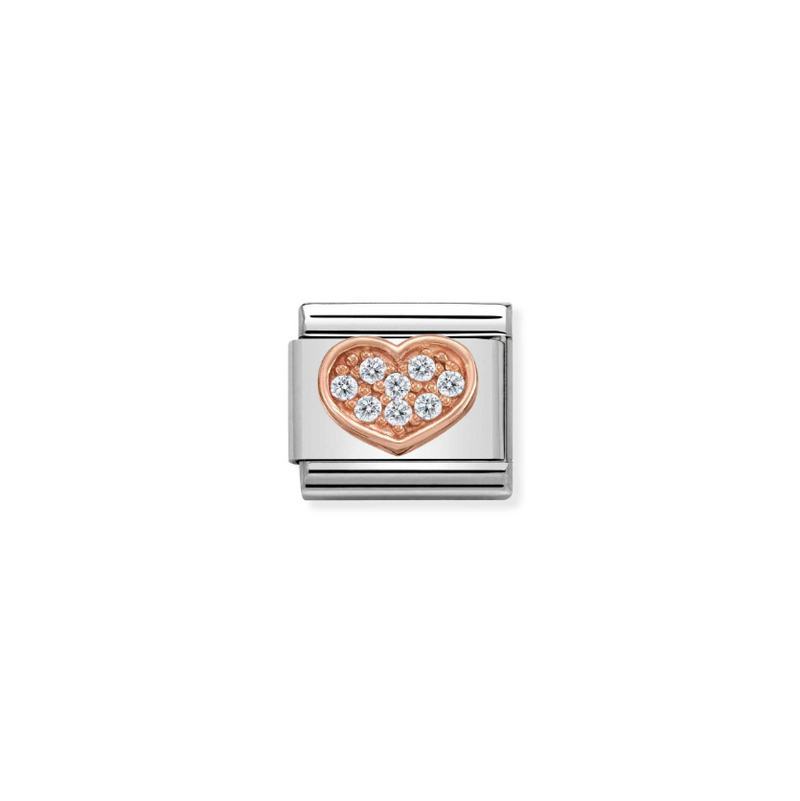 Nomination Heart with CZ 9ct Gold and Stainless Steel Composable Charm